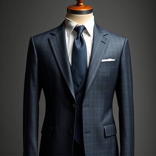 A fully assembled custom business suit hanging on a mannequin